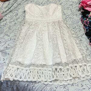 Francesca's Collections White Lace Midi Dress